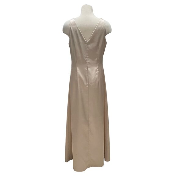 Elegant Gina Bacconi Satin Gown 10 Gold Floral Embroidery Formal HOCO Luxurious - Picture 7 of 15